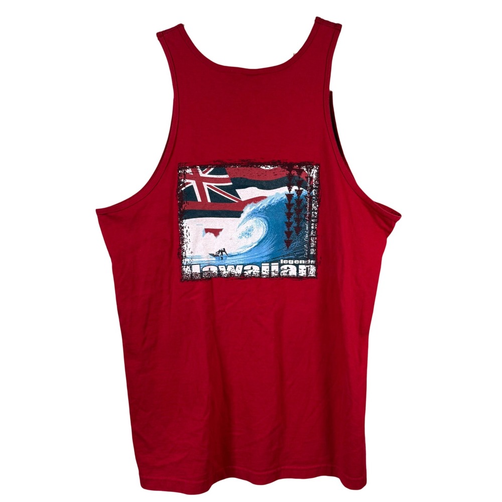 Alstyle Tank Top‎ Hawaiian Legends Men XL Red Surfer Wave Vintage Y2K Surf